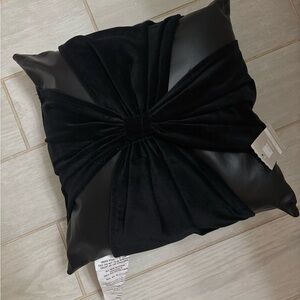 Ashland Black Velvet and Faux Leather Accent Pillow